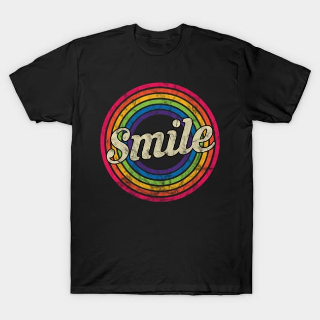 Smile - Retro Rainbow Faded-Style T-Shirt by MaydenArt